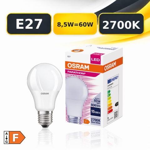 Żarówka LED E27 OSRAM PARATHOM AC31150 8,5W=60W 806lm 2700K z oryginalnym opakowaniem, klasa F