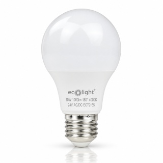 Żarówka LED E27 A60 10W 24V AC/DC 4000K 1000lm ECO LIGHT EC79165