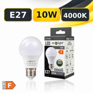 Żarówka LED E27 A60 10W 24V AC/DC 4000K 1000lm ECO LIGHT EC79165