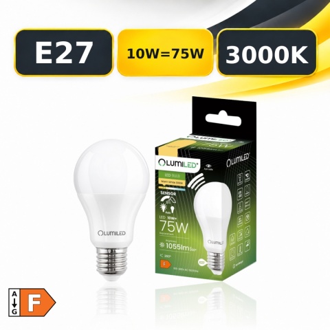 Żarówka LED E27 LUMILED LUMLEDO0014 10W=75W 1055lm 3000K z czujnikiem ruchu i opakowaniem, klasa F