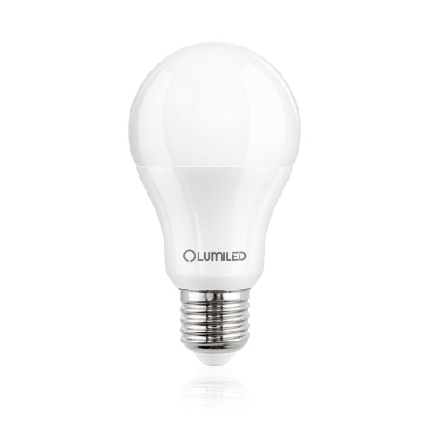 Żarówka LED E27 LUMILED LUMLEDO0014 10W 3000K z czujnikiem ruchu — czysty widok z odbiciem premium