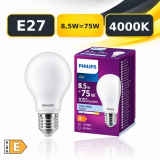 Żarówka LED E27 A60 PHILIPS Classic 8,5W = 75W 1055lm 4000K Mleczna