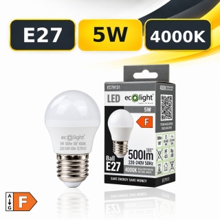 Żarówka LED E27 G45 kulka 5W 4000K 500lm ECO LIGHT EC79131