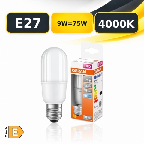 Żarówka LED E27 OSRAM STAR STICK AC31138 9W=75W 1050lm 4000K z oryginalnym opakowaniem, klasa E