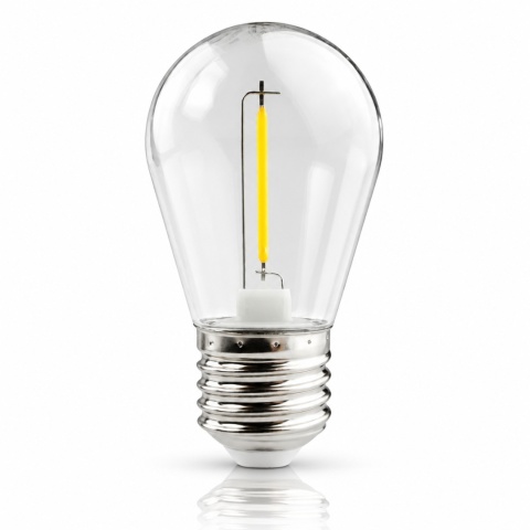 Żarówka LED E27 S14 Filament ECO LIGHT EC20086 1W 2700K z odbiciem na białym tle