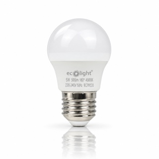 Żarówka LED E27 G45 kulka 5W 4000K 500lm ECO LIGHT EC79131