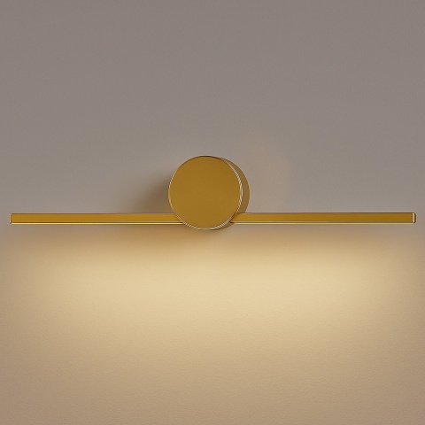 Kinkiet ARTIST złoty 6W LED 40cm - włączona listwa na ścianie