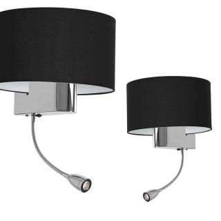 Kinkiet CASINO BLACK/CHROME 1xE27 + 1W LED
