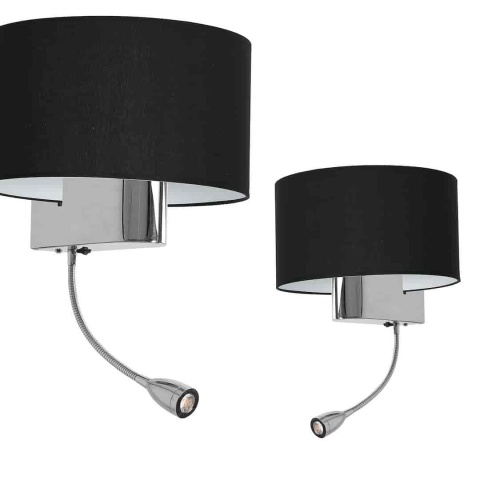 Kinkiet CASINO BLACK/CHROME E27 + LED 1W - zestawienie dwóch ujęć