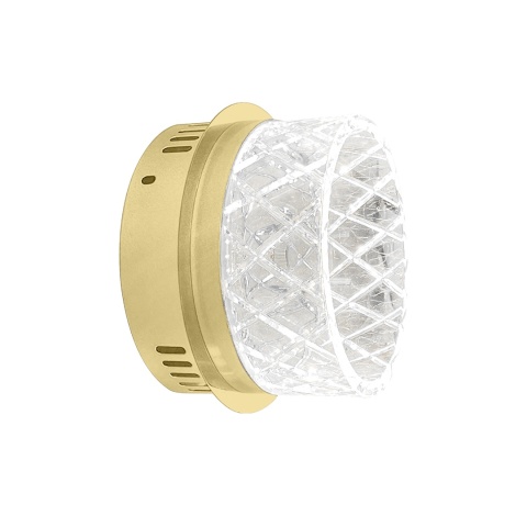 Kinkiet ELEGANCE 9W LED - okrągły dekoracyjny klosz na złotej podstawie