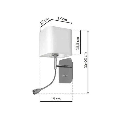 Wymiary kinkietu NAPOLI 1xE27 z dodatkowym LED