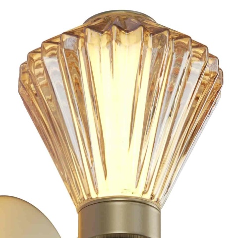 Kinkiet PADRE GOLD LED 8W - zbliżenie ryflowanego klosza