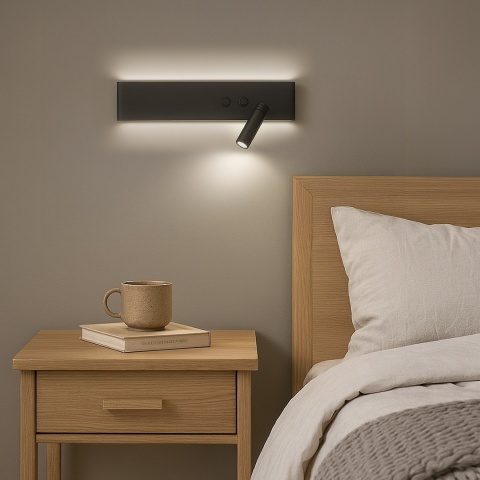 Kinkiet Resort Czarny prawy 10W + 3W LED 4000K