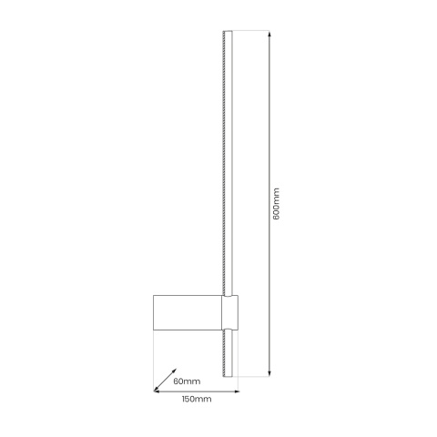 Kinkiet SWING czarny LED 8W - rysunek wymiarowy oprawy