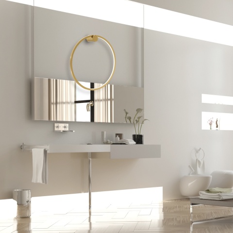 Kinkiet SATURNO GOLD LED 25W - montaż nad lustrem w jasnym wnętrzu
