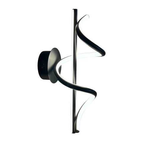 Kinkiet TWIST czarny LED 12W - spiralna oprawa na okrągłej podstawie