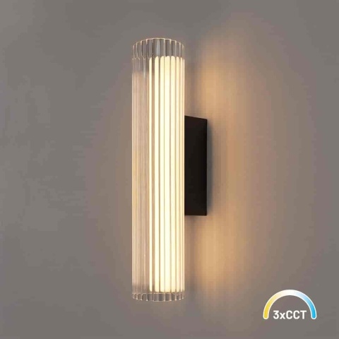 Kinkiet TRIVIA BLACK LED 6W - świecąca oprawa z ryflowanym kloszem