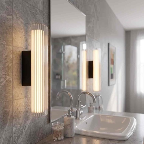 Kinkiet TRIVIA BLACK LED 6W - montaż przy lustrze w łazience