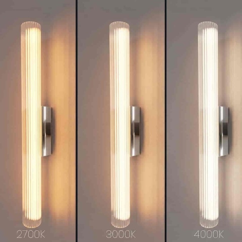 Kinkiet TRIVIA CHROME LED 11W - porównanie trzech barw światła CCT