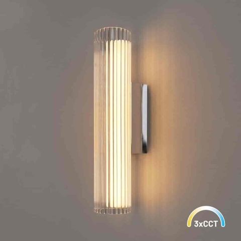Kinkiet TRIVIA CHROME LED 6W - świecąca oprawa z ryflowanym kloszem