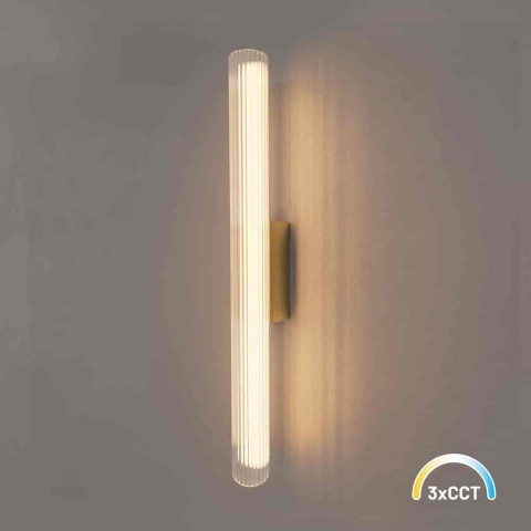 Kinkiet TRIVIA GOLD LED 11W - świecąca pionowa oprawa na ścianie
