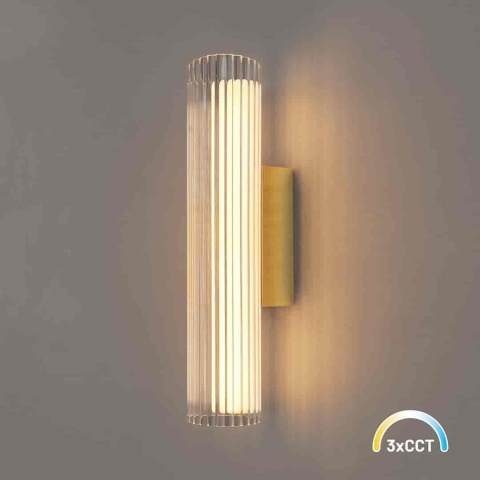 Kinkiet TRIVIA GOLD LED 6W - świecąca oprawa z ryflowanym kloszem