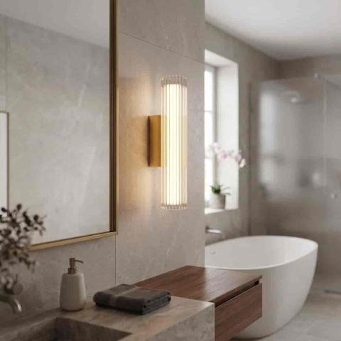 Kinkiet TRIVIA GOLD LED 6W - montaż przy lustrze w łazience