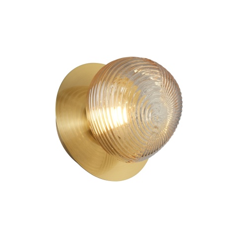 Kinkiet BOLLA GOLD 3W LED - złota podstawa i okrągły ryflowany klosz