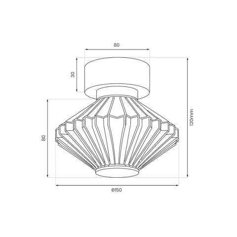 Lampa sufitowa i kinkiet PADRE LED 6W - rysunek wymiarowy oprawy