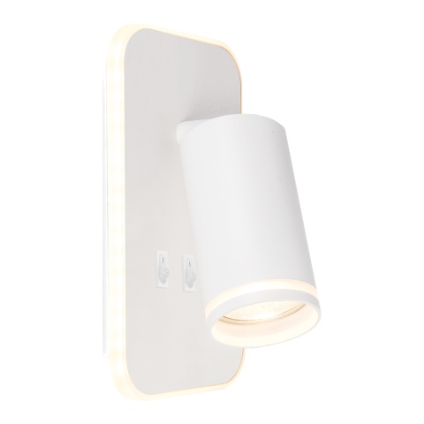 Kinkiet PIPE RING biały GU10 i LED 6W - widok całej lampy na białym tle