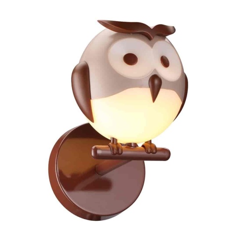 Kinkiet OWL G9 w kształcie brązowo-białej sowy