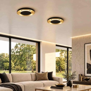 Lampa sufitowa Piattino 15W LED CCT Czarno-złoty