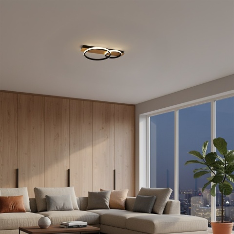 Lampa sufitowa LED ROWENA 14W 4000K czarny, imitacja drewna – ML1851