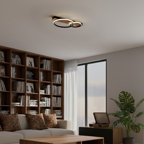 Lampa sufitowa LED ROWENA 14W 4000K czarny, imitacja drewna – ML1851