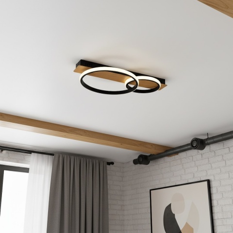 Lampa sufitowa LED ROWENA 14W 4000K czarny, imitacja drewna – ML1851
