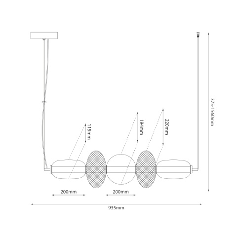 Lampa wisząca ARAME - zwis 32W LED 3000K czarna 93,5 cm Milagro