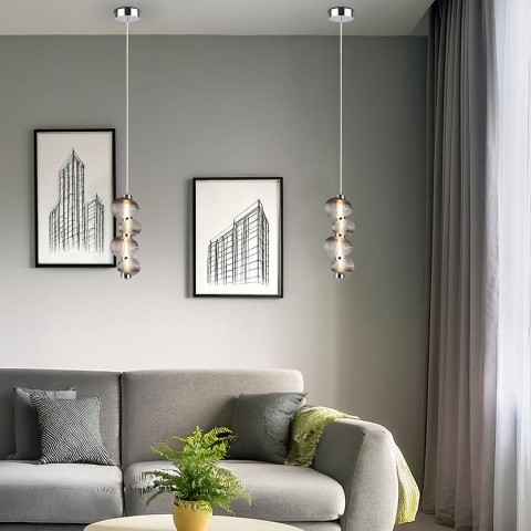 Lampa wisząca BOLLA SMOKED - zwis 17W LED 3000K chromowana 16 cm Milagro