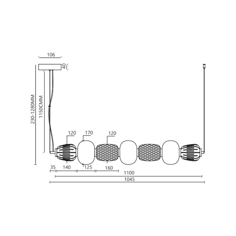 Lampa wisząca CARO SMOKED - zwis 42W LED 3000K chromowana 110 cm Milagro
