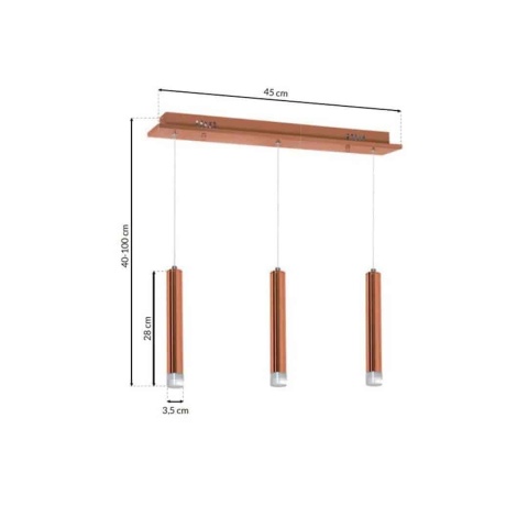 Lampa wisząca COPPER - zwis 15W LED 4000K 45 cm Milagro
