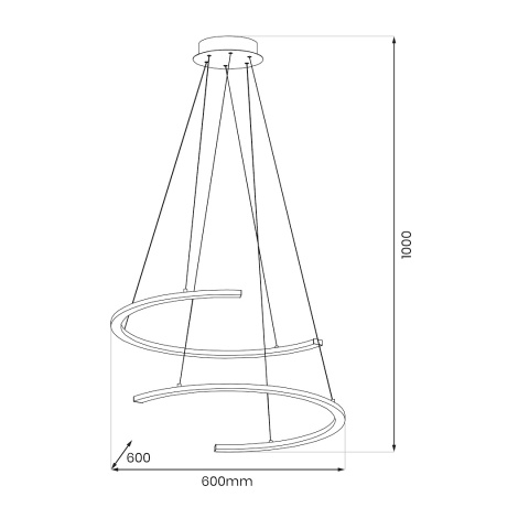 Lampa wisząca DOUBLEMOON - zwis 30W LED 4000K czarna 60 cm Milagro