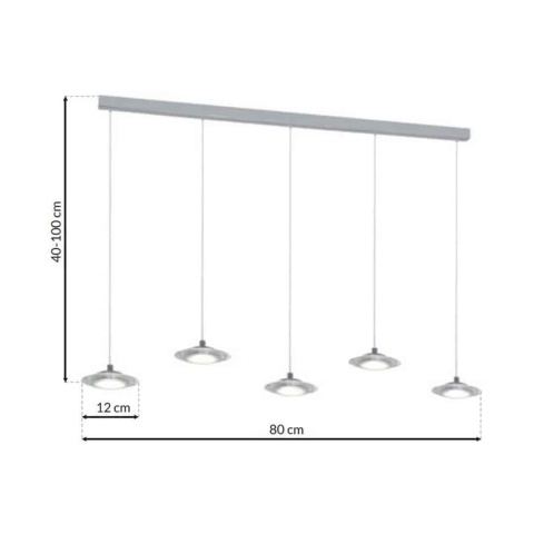 Lampa wisząca ELLIPSE - zwis 25W LED 4000K chromowana 80 cm Milagro