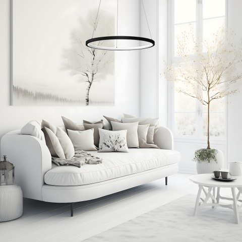 Lampa wisząca HOOP - zwis 27W LED 4000K czarna 50 cm Milagro