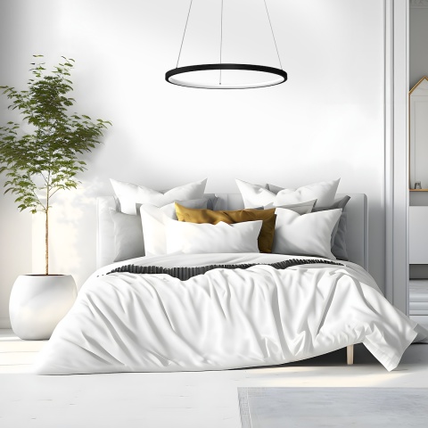Lampa wisząca HOOP - zwis 27W LED 4000K czarna 50 cm Milagro