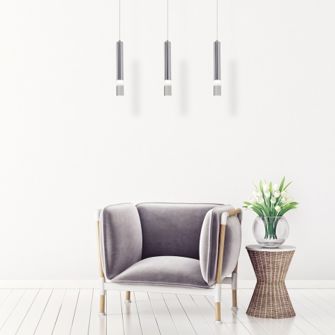 Lampa wisząca ICE - zwis 15W LED 4000K chromowana 45 cm Milagro
