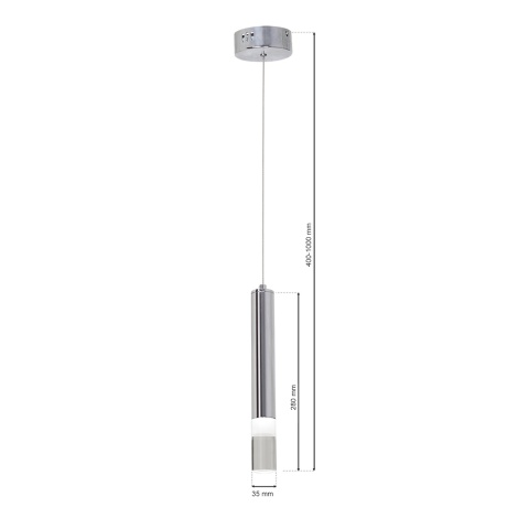 Lampa wisząca ICE - zwis 5W LED 4000K chromowana 10 cm Milagro