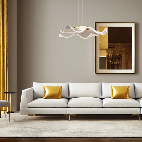 Lampa wisząca LARGO - zwis 16W LED 4000K złota 50 cm Milagro