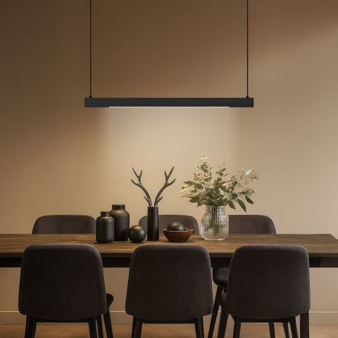 Lampa wisząca LINEA - zwis 36W LED 3000-4000-5700K czarna 120 cm Milagro