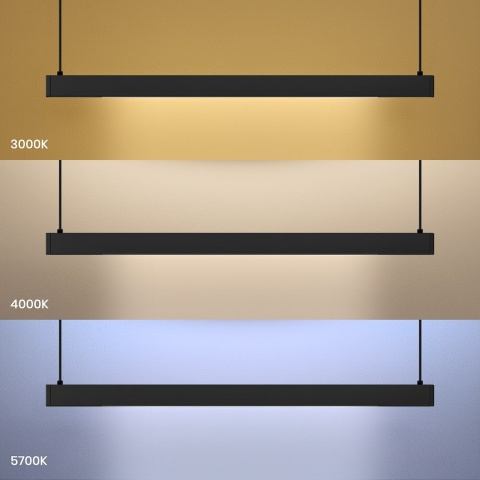 Lampa wisząca LINEA - zwis 36W LED 3000-4000-5700K czarna 120 cm Milagro