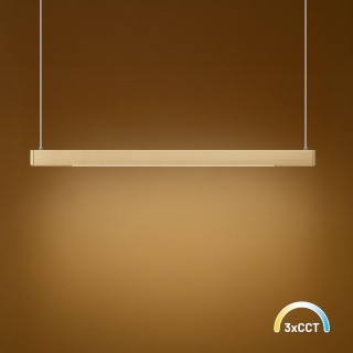 Lampa wisząca LINEA - zwis 36W LED 3000-4000-5700K złota 120 cm Milagro