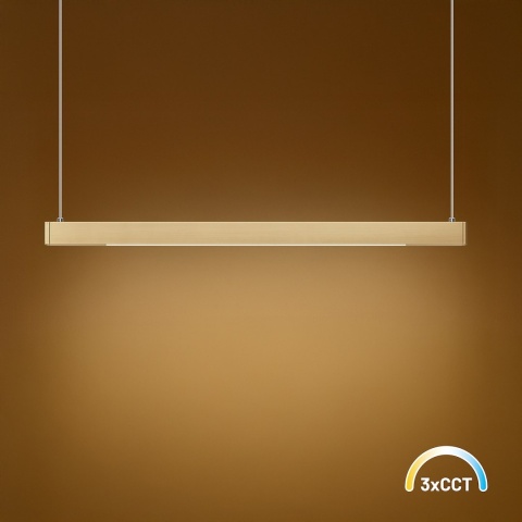 Lampa wisząca LINEA - zwis 36W LED 3000-4000-5700K złota 120 cm Milagro